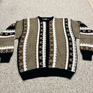 Bachrach 3D Knit Crewneck Sweater Sz XXL Textured Grandpacore Casual Tan